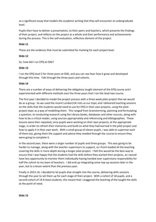 Transcript opportunities extended project qualification and beyond | PDF