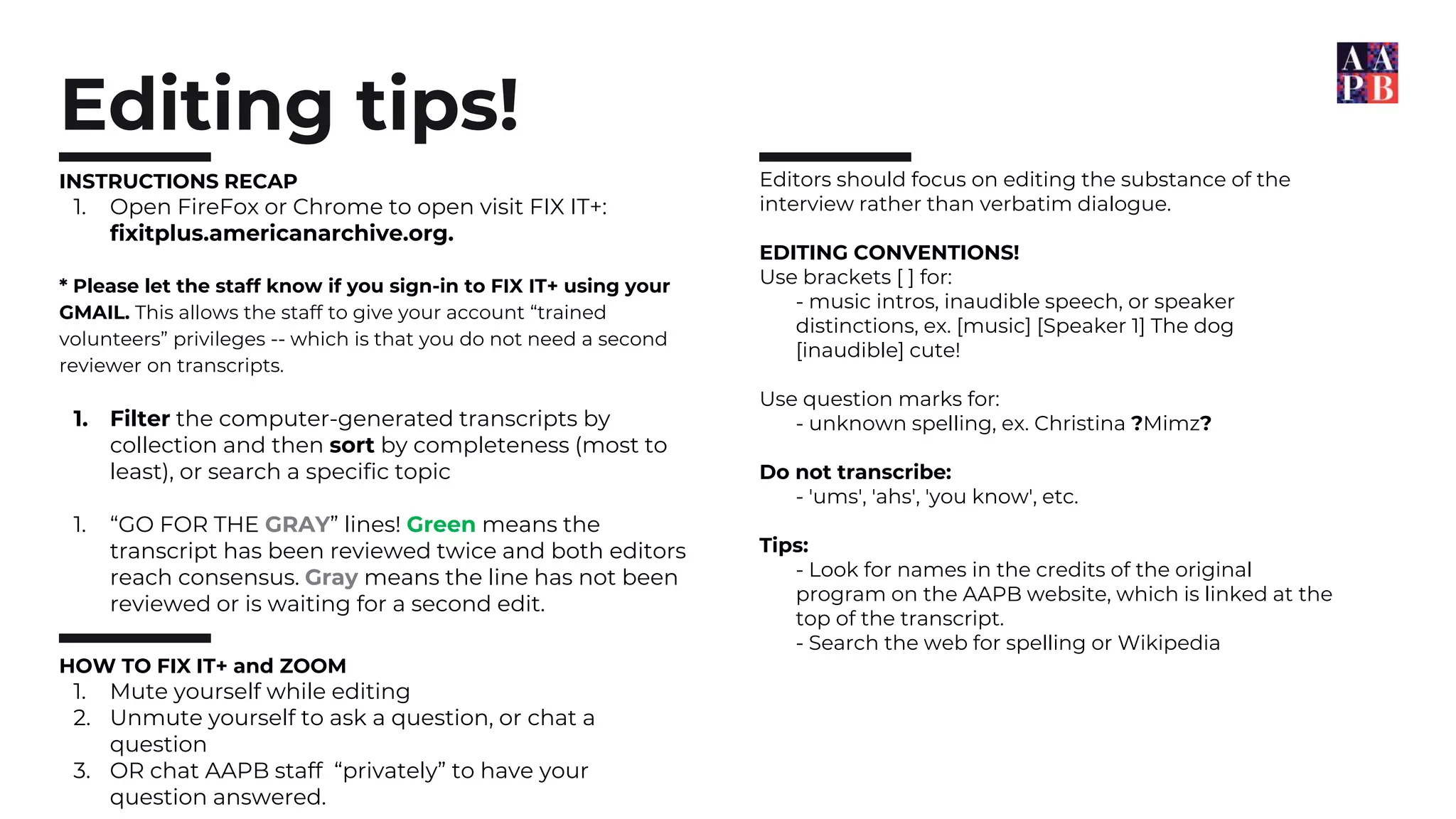 FIX IT+ Transcript Editing | PPTX