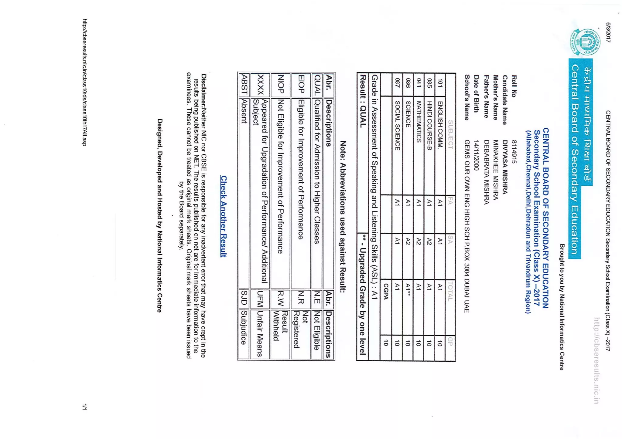 Transcript Grade  10