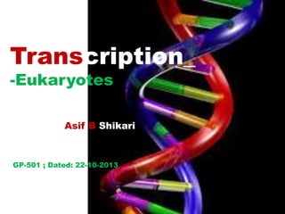 Transcription_
-Eukaryotes
GP-501 ; Dated: 22-10-2013
Asif B Shikari
 