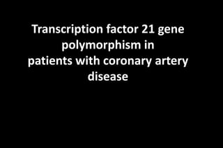 Transcription factor 21 gene
polymorphism in
patients with coronary artery
disease
 
