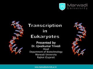 Presented by
Dr. Ujwalkumar Trivedi
Head
Department of Biotechnology
Marwadi University
Rajkot (Gujarat)
 