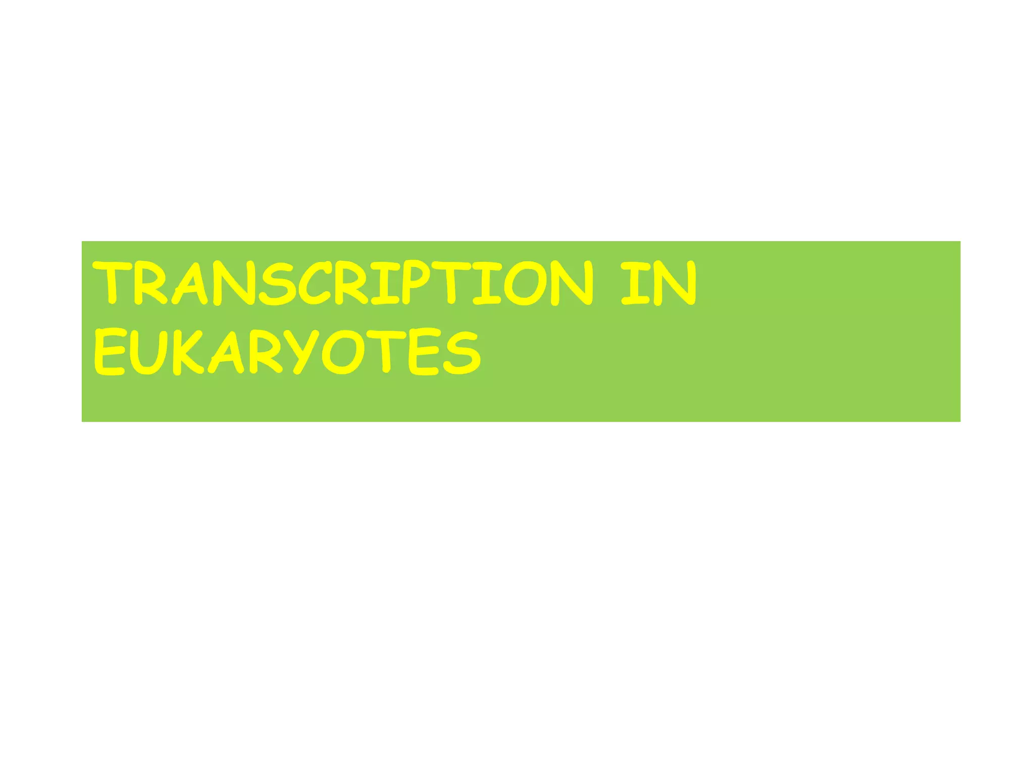 TRANSCRIPTION IN
EUKARYOTES
 