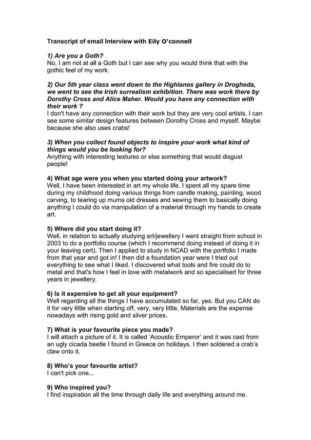 Transcript of interview with artist | PDF