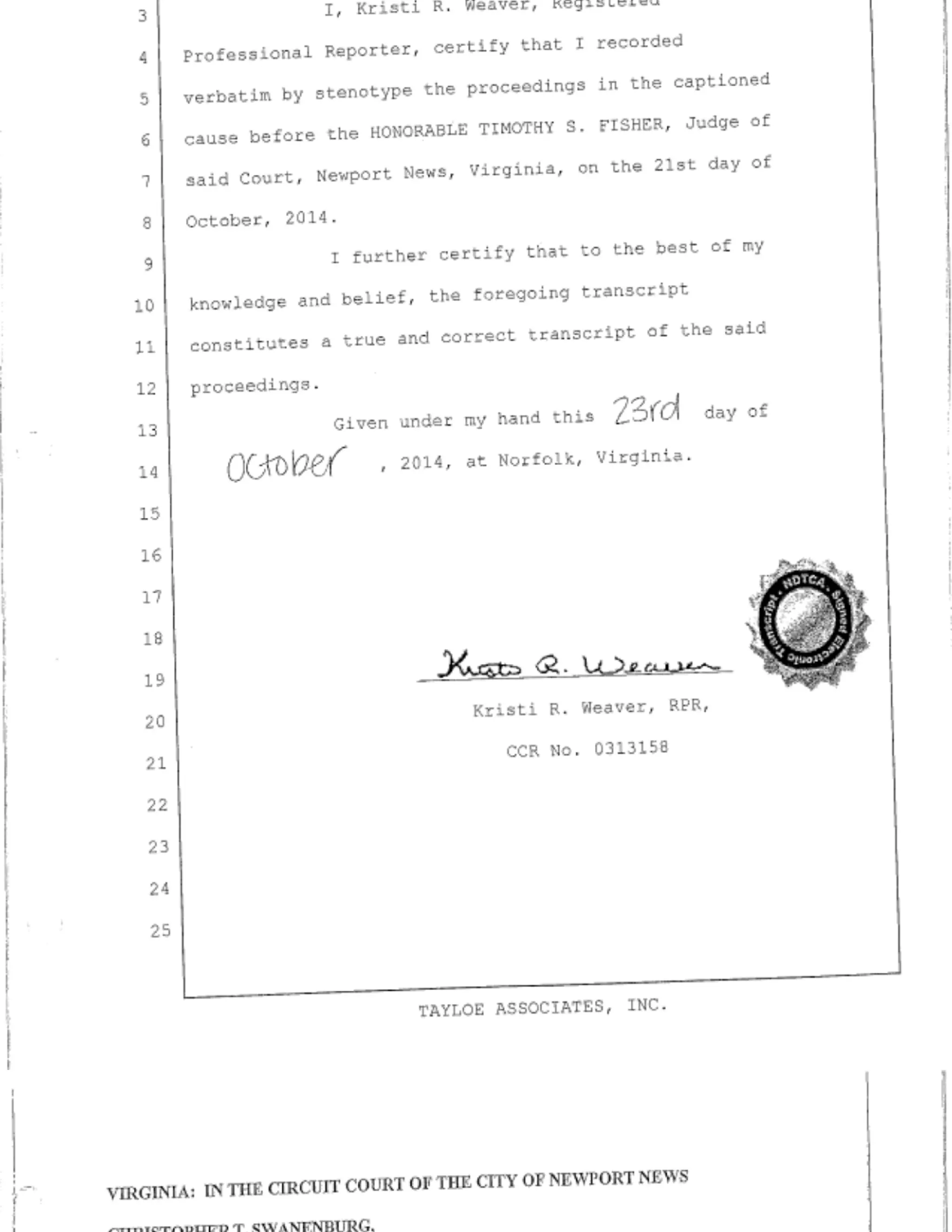 Transcript of proceedings 10 21 2014