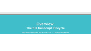 Overview:
The full transcript lifecycle
 