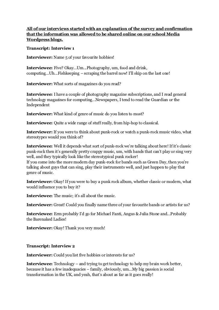 transcripts of the interview interview transcript