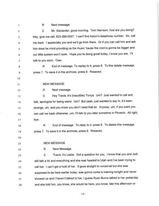 Transcripts of voicemails left for travis | PPTX
