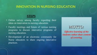 Student Nurses Innovation Project Examples INNOVATION IN NURSING, FUTURICTIC NURSING AND TRANSCULTURAL NURSING | PPTX