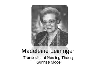 Madeleine Leininger
Transcultural Nursing Theory:
Sunrise Model
 