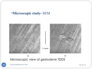 06/04/16SAGAR KISHOR SAVALE88
•Microscopic study- SEM
88
Microscopic view of gestodene TDDS
 