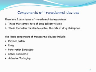 Transdermal drug delivery sysetms (2) | PPTX