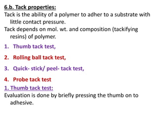 Tack Testing Methods Transdermal drug delivery system | PPTX