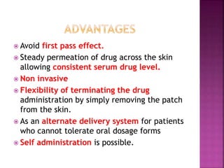 Transdermal drug delivery system | PPTX