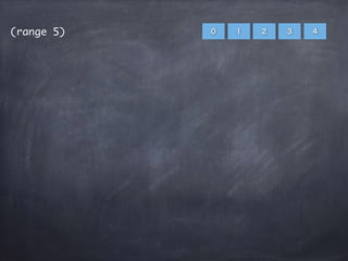 (range 5) 0 1 2 3 4
 