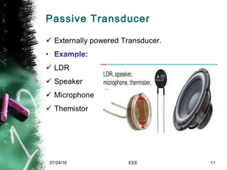 Passive Transducer
07/24/16 EEE 11
 