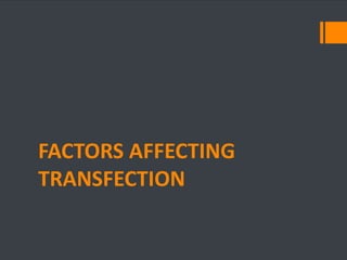 FACTORS AFFECTING 
TRANSFECTION 
 