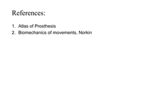 References:
1. Atlas of Prosthesis
2. Biomechanics of movements, Norkin
 