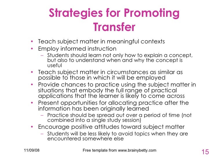 Transfer Of Learning