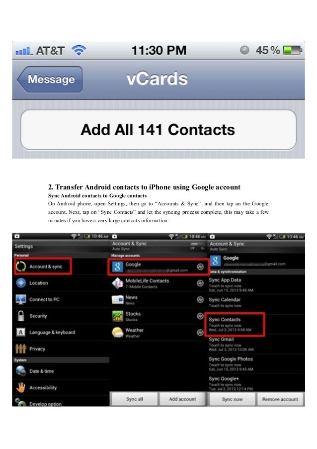 Transfer Android contacts to iPhone after switching phone