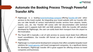 Transfer API | Transfer Booking Engine | PPTX
