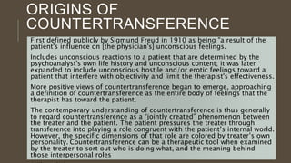 Transference Countertransference Transference Countertransference