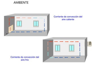 AMBIENTE
Corriente de convección del
aire frío
Corriente de convección del
aire caliente
 