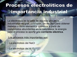 Procesos electrolíticos de importancia industrial 