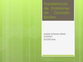 Transferencia
de Embriones
de Ganado
Bovino
ANGIE TATIANA ARIAS
LOZANO
ZOOTECNIA
 