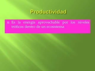    Es la energía aprovechable por los niveles
    tróficos dentro de un ecosistema
 
