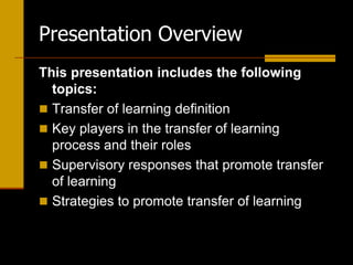 Transfer of Learning | PPTX