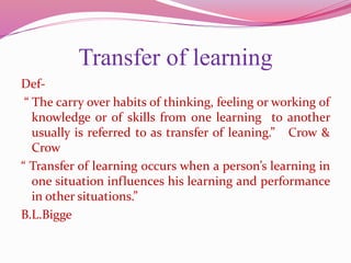 Transfer of learning | PPTX