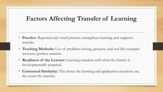 Transfer of Learning In Teaching and Learning process | PPTX