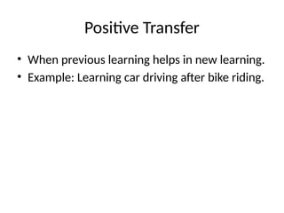 Comprehensive Overview of Transfer of Learning: Definitions, Theories ...