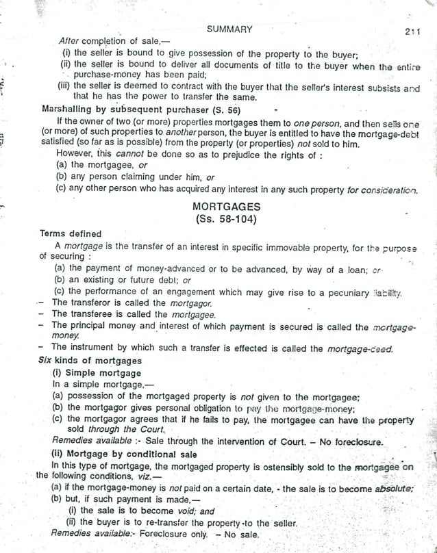 Transfer of property act short notes llb