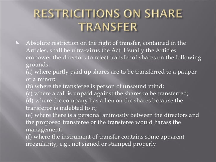 Transfer of shares revn