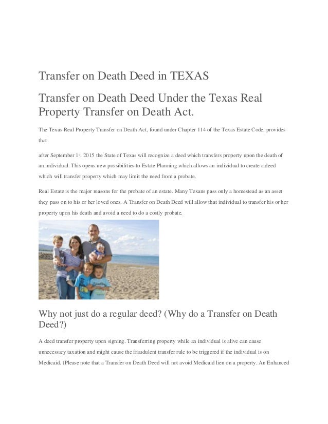 Transfer on death deed in texas