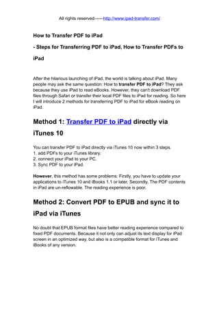 Transfer pdf to ipad
