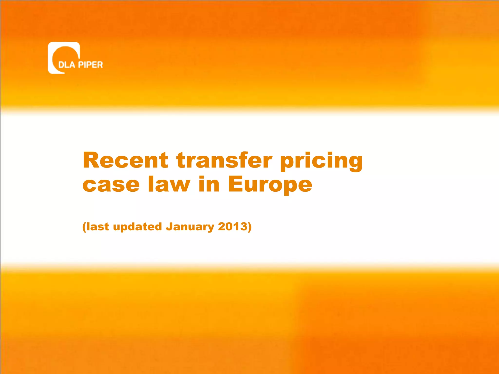 Transfer pricing case law 2012 PPT