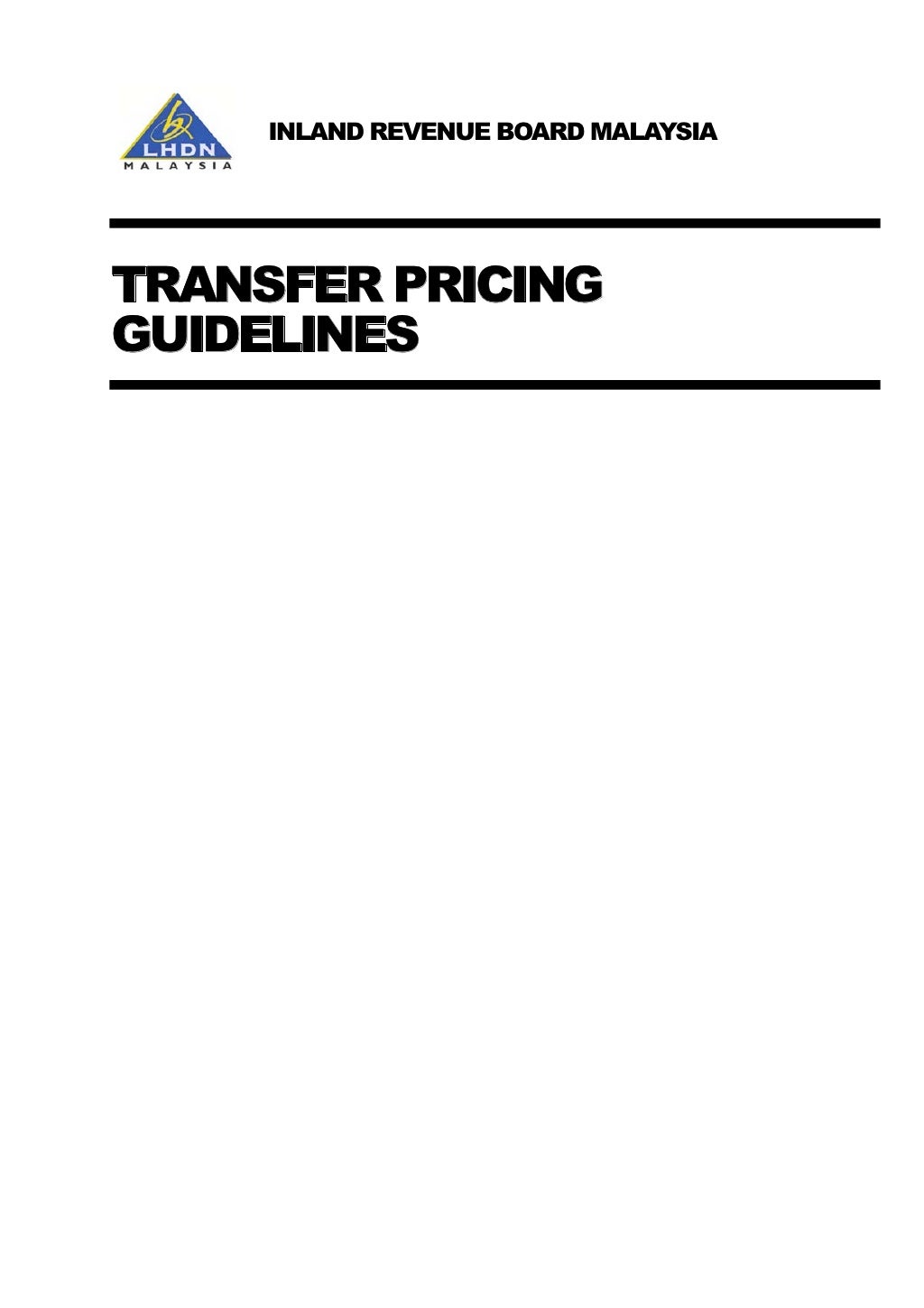 Transfer Pricing Guidelines Malaysia