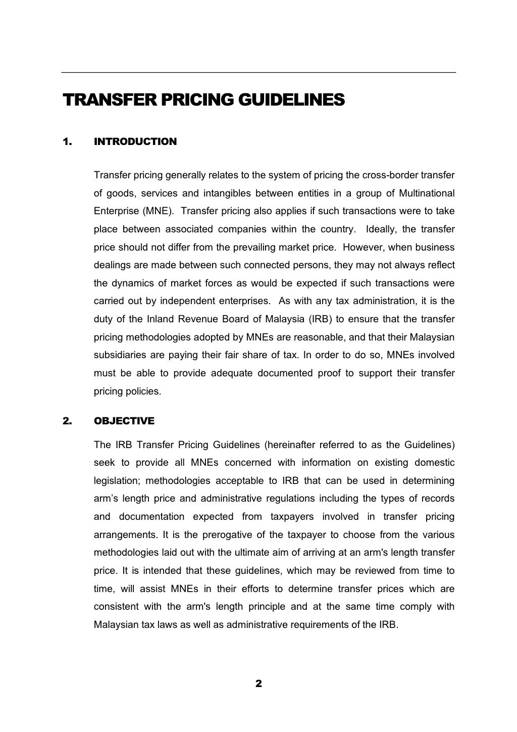 Transfer Pricing Guidelines Malaysia