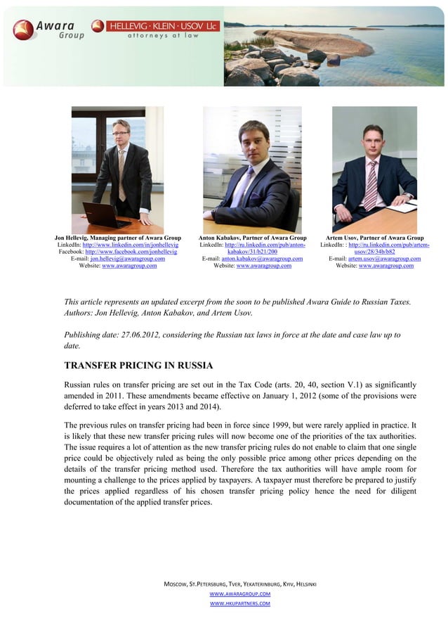 Transfer pricing in russia | PDF
