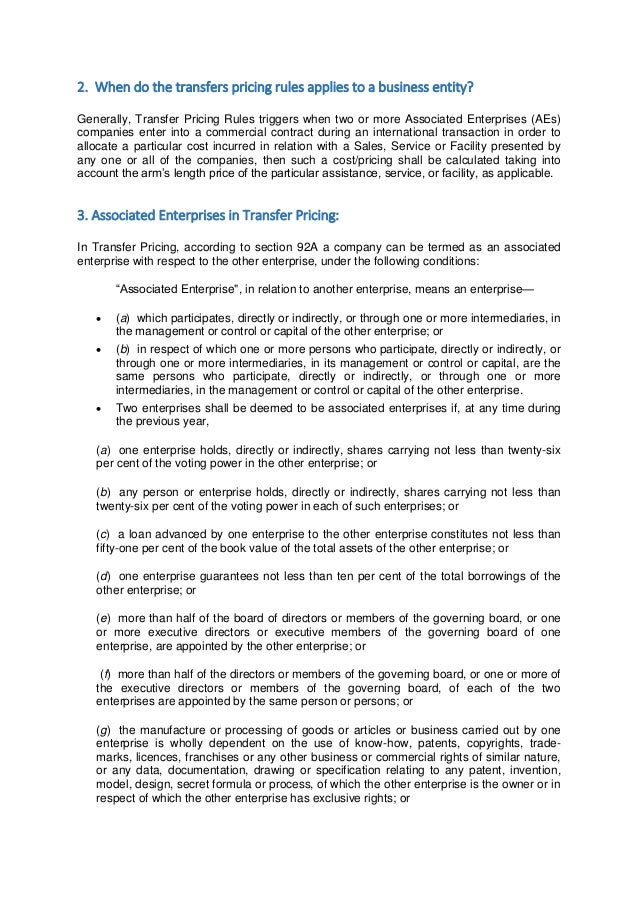 Transfer pricing report guidelines and safe harbour rules