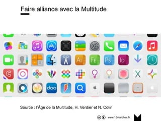 www.15marches.fr
Faire alliance avec la Multitude
Source : l’Âge de la Multitude, H. Verdier et N. Colin
 