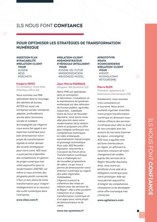 POUR OPTIMISER LES STRATÉGIES DE TRANSFORMATION
NUMÉRIQUE
#RELATION-CLIENT
#DÉMONSTRATEUR
# VÉHICULE-INTELLIGENT
POUR
#USI...