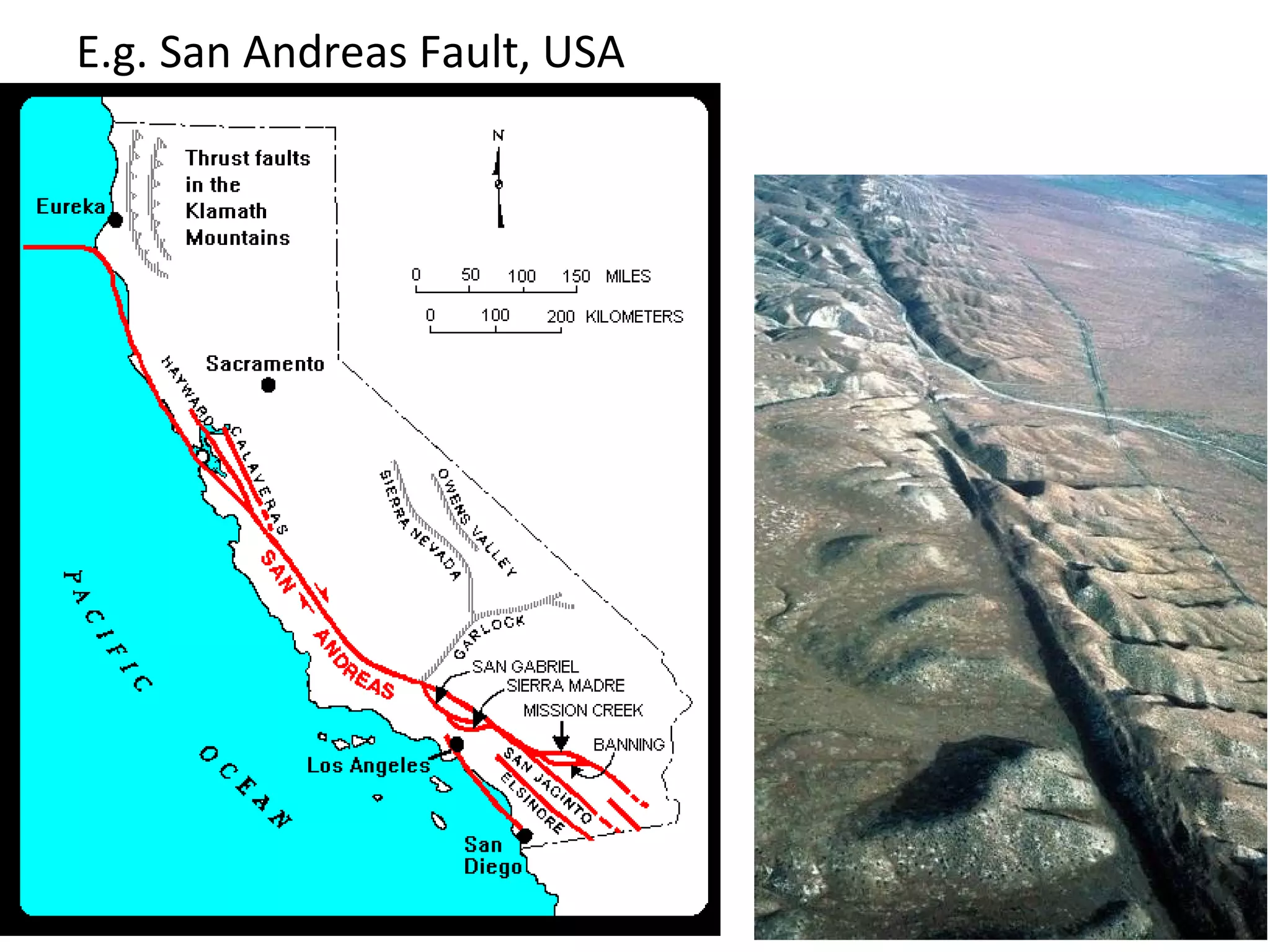 E.g. San Andreas Fault, USA
