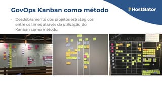 • Desdobramento dos projetos estratégicos
entre os times através da utilização do
Kanban como método;
GovOps Kanban como método
 