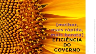 9
[melhor,
mais rápida,
mais barata]
EFICIÊNCIA
DO
GOVERNO
http://news.mit.edu/2012/sunflower-concentrated-solar-0111
 