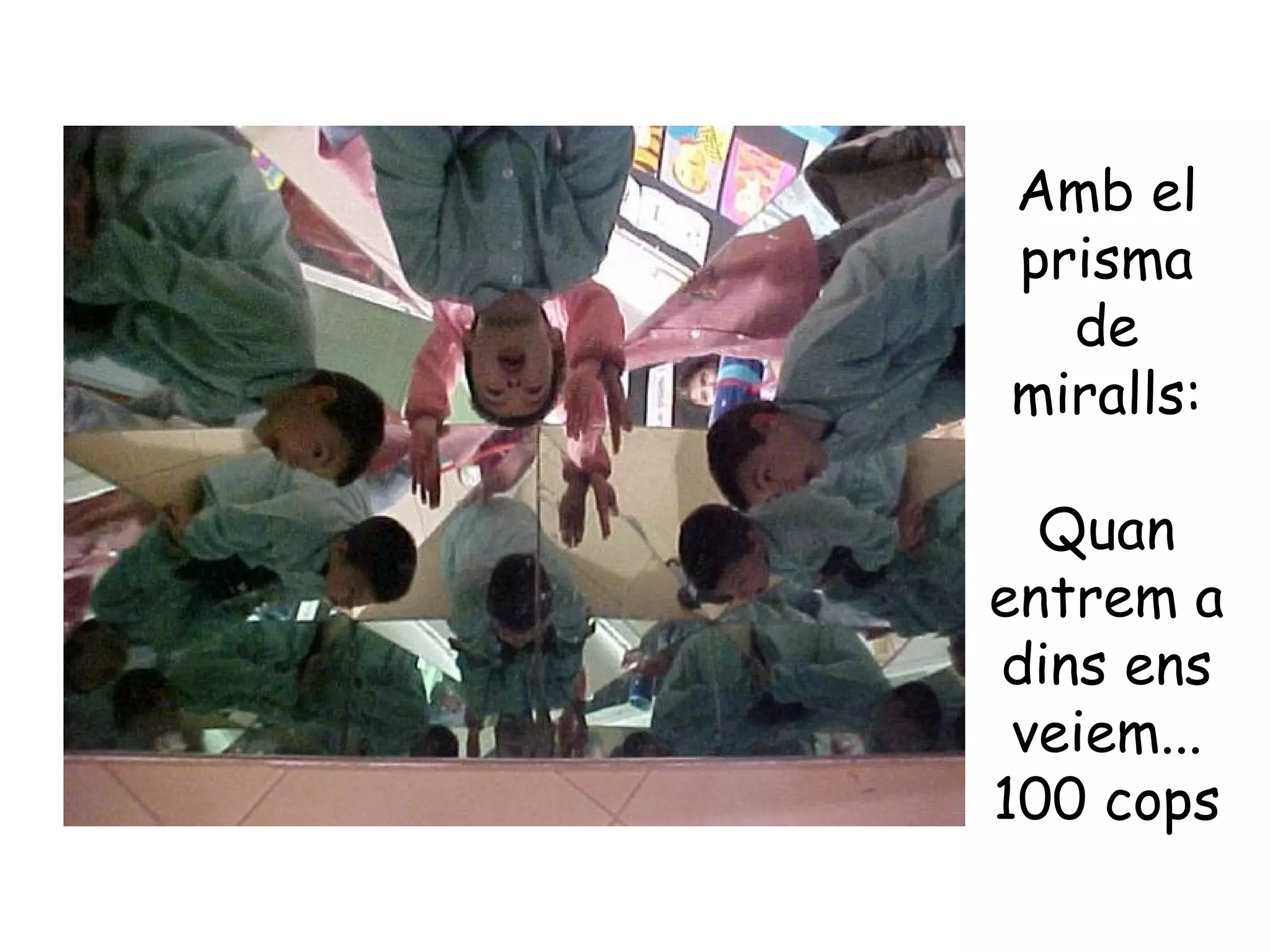 Amb el
prisma
  de
miralls:

  Quan
entrem a
dins ens
 veiem...
100 cops
 