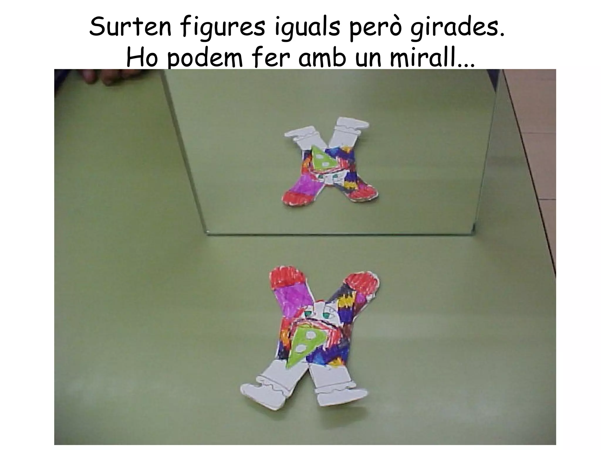 Surten figures iguals però girades.
  Ho podem fer amb un mirall...
 